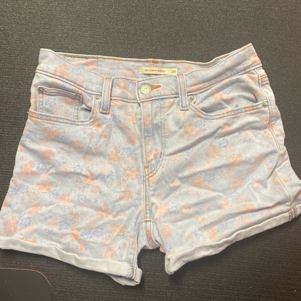 Levi's Blue and Pink Jean Shorts Casual Style